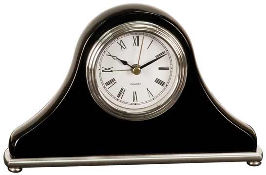 7.5" x 4.5" Black Piano Finish Mantel Desk Clock