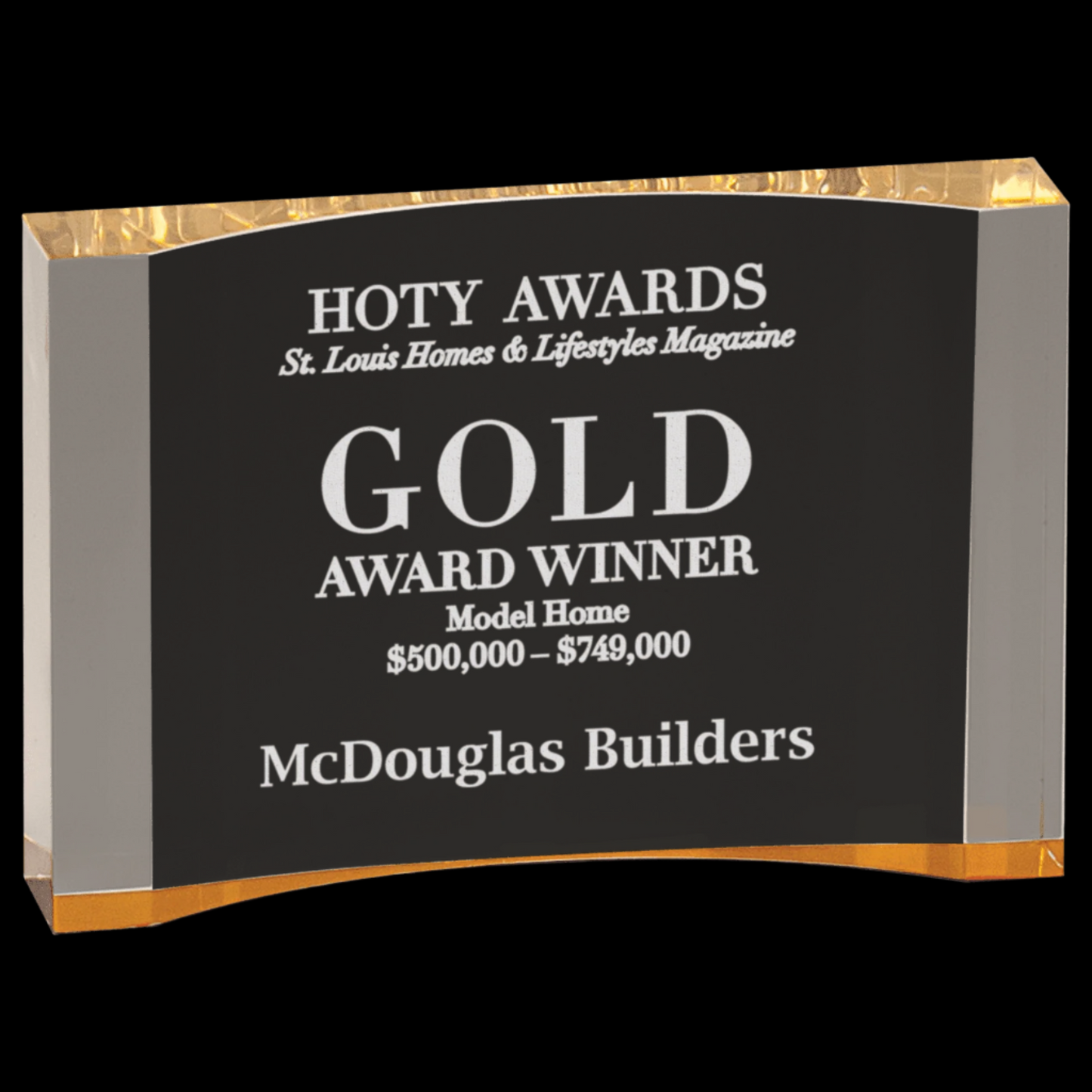 Gold 1" Thick Acrylic Crescent