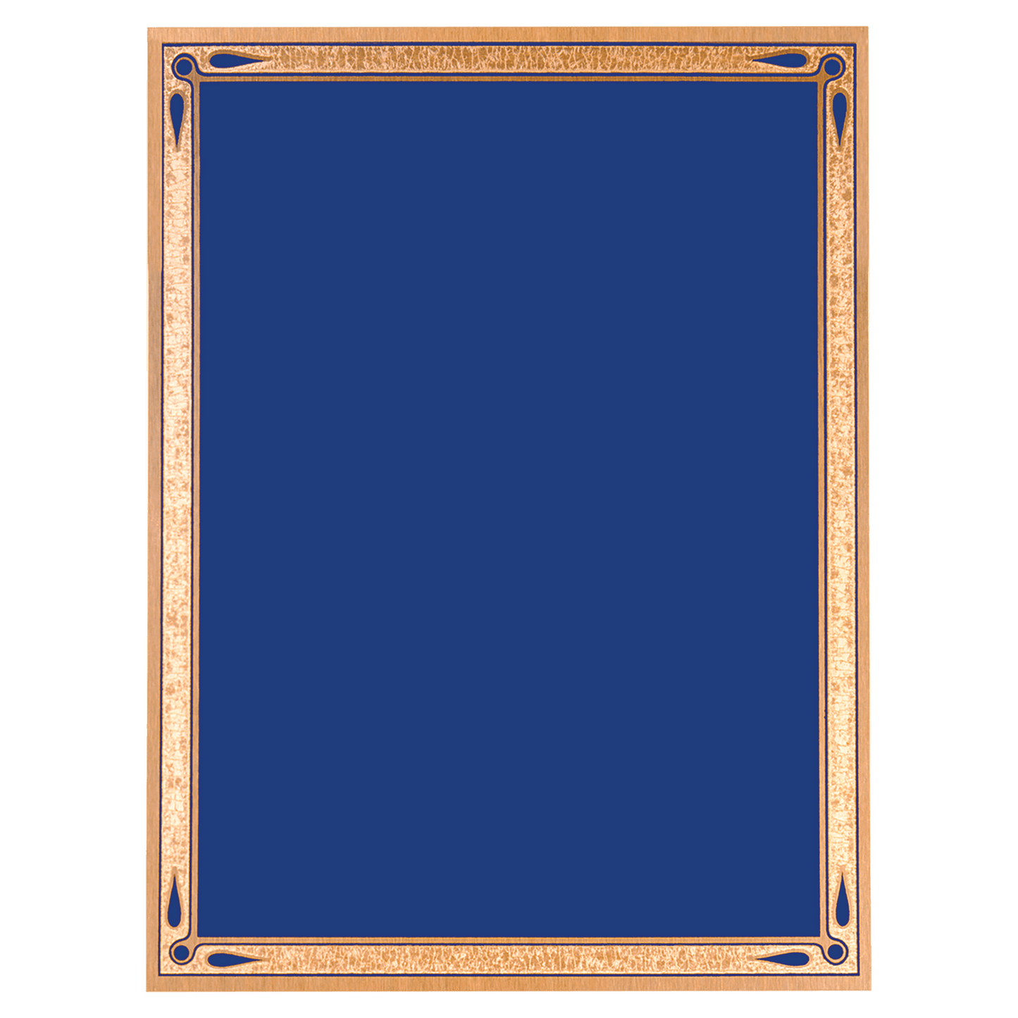 4" x 6" Blue/Gold Teardrop Brass Plated Steel Plaque Plate