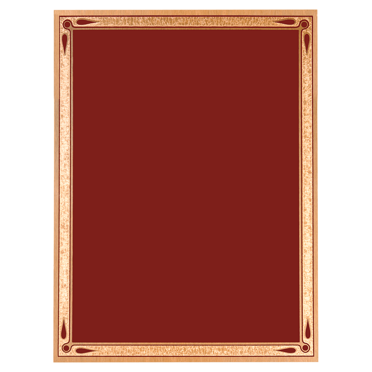 Red/Gold Teardrop Brass Plated Steel Plaque Plate