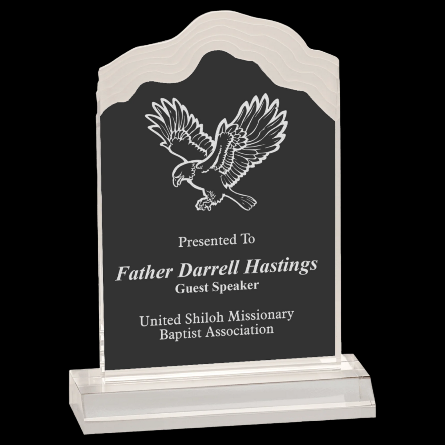 Clear Frosted White Cap Edge Acrylic with 5" Base