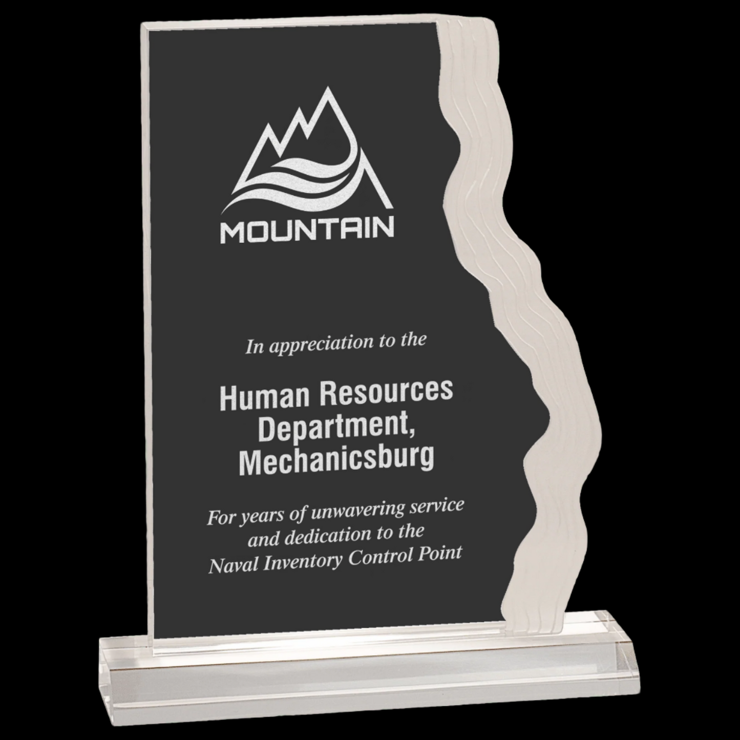 Clear Frosted Waterfall Edge Acrylic with Base