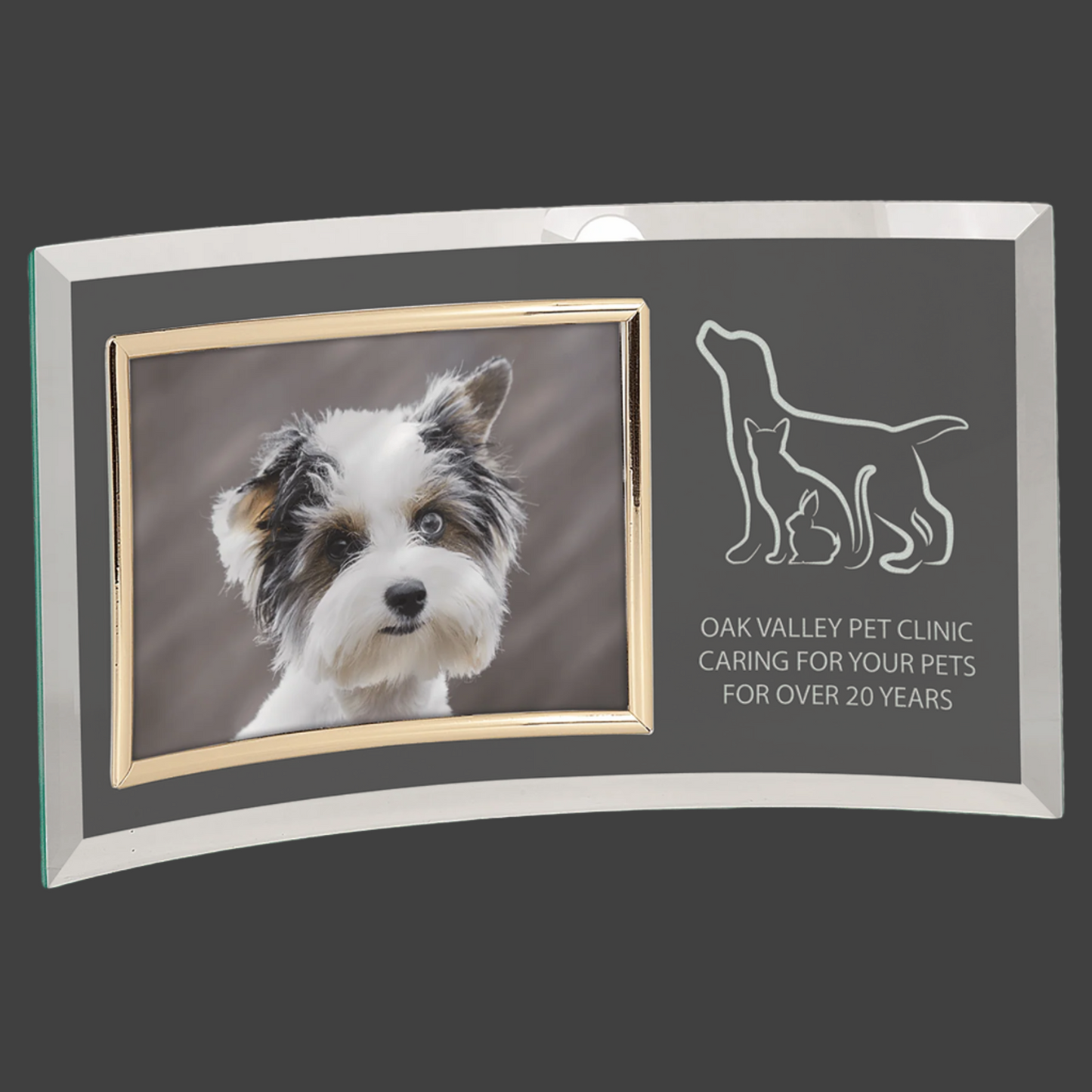 13" x 7.5" Jade Glass Crescent with 7" x 5" Picture Frame