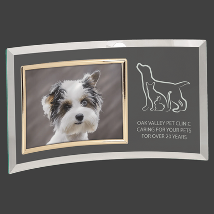 13" x 7.5" Jade Glass Crescent with 7" x 5" Picture Frame