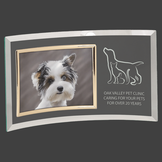 13" x 7.5" Jade Glass Crescent with 7" x 5" Picture Frame