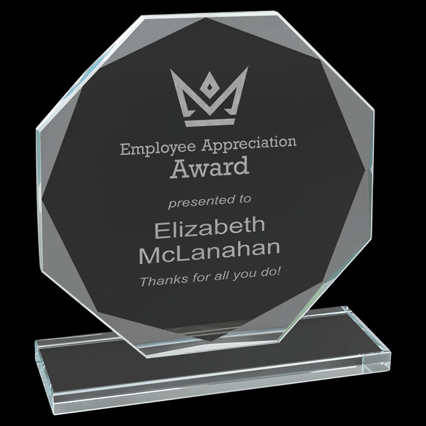 Octagon Clear Glass Award