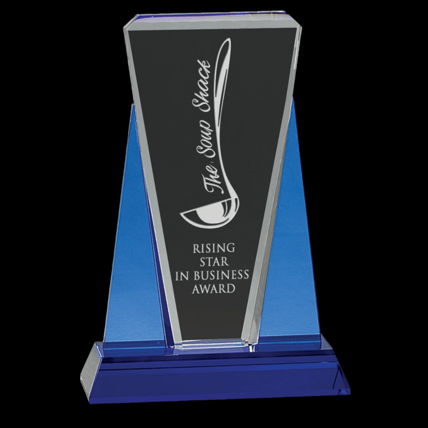 Blue/Clear Wedge Crystal On Blue Pedestal Base