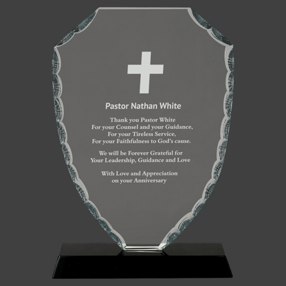 Shield Facet Glass On Black Base