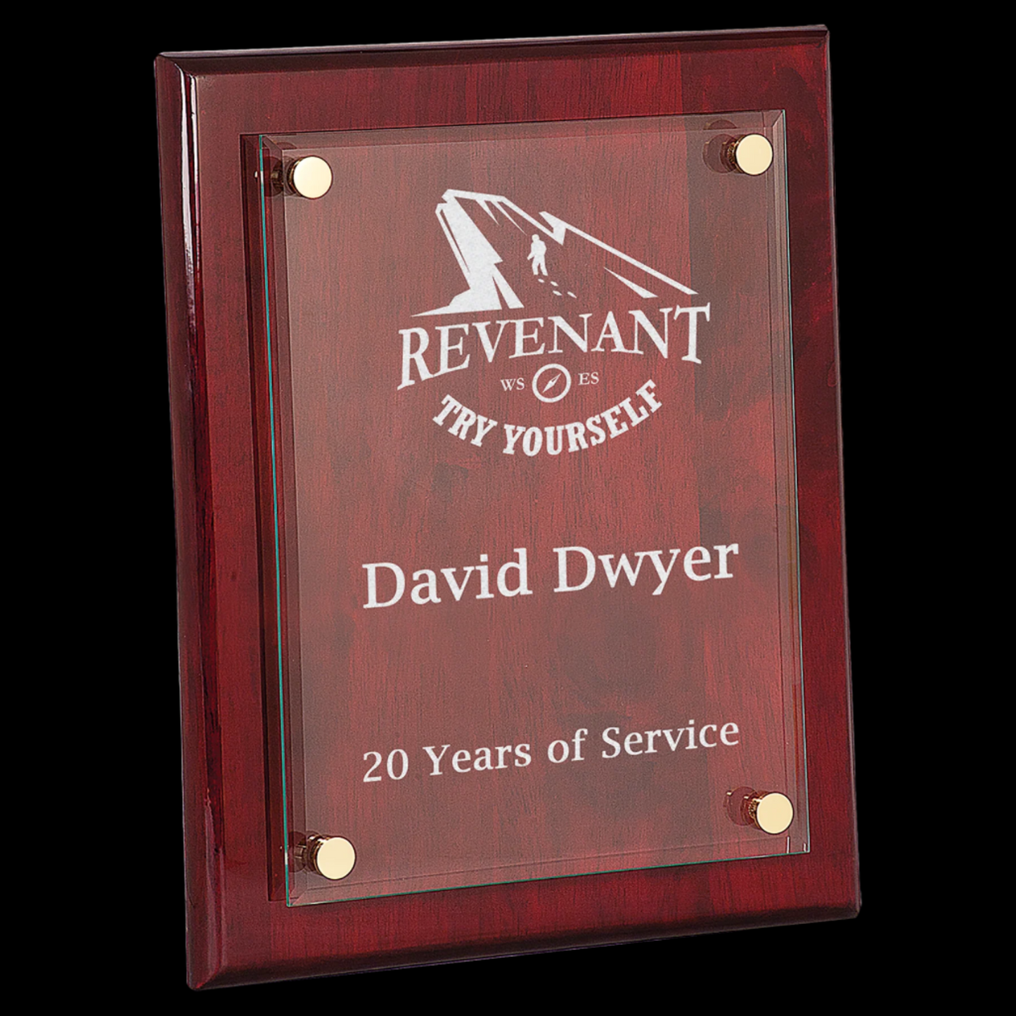 Rosewood Piano Finish Floating Glass Plaque
