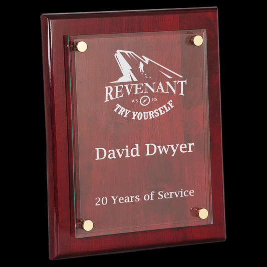Rosewood Piano Finish Floating Glass Plaque