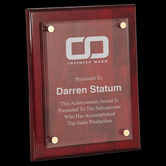 Rosewood Piano Finish Floating Glass Plaque