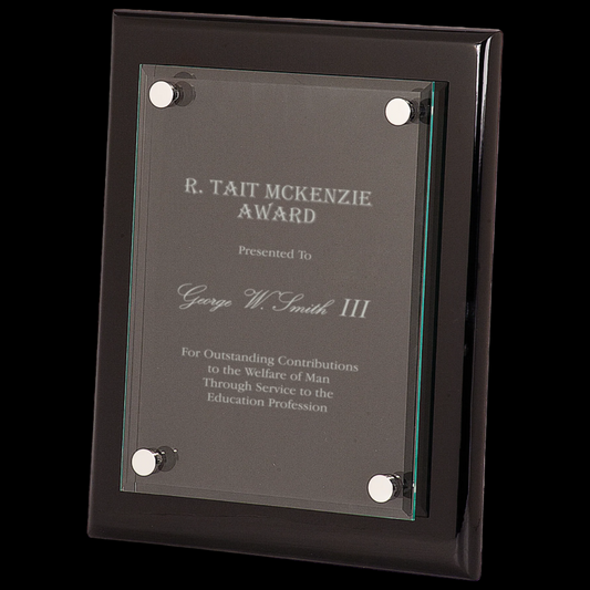 Black Piano Finish Floating Glass Plaque