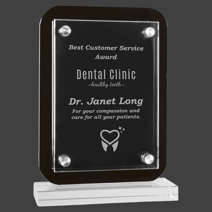 Black Floating Glass Standup Plaque
