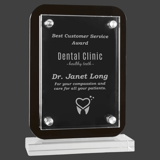 Black Floating Glass Standup Plaque