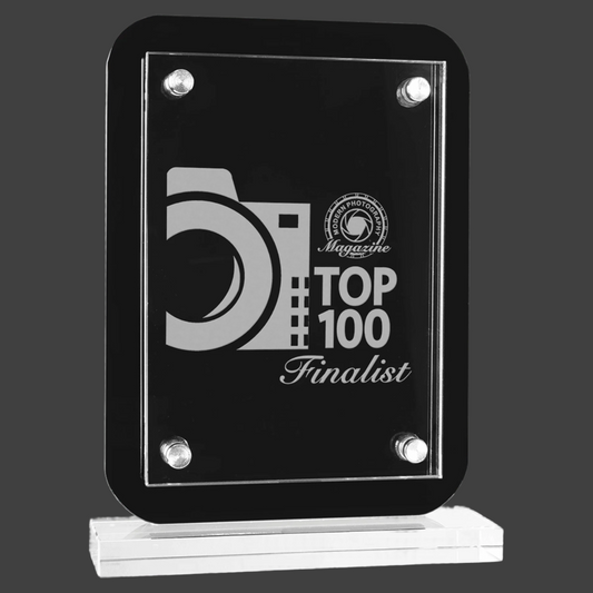 Black Floating Glass Standup Plaque