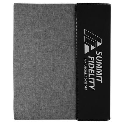 Black/Silver Leatherette /Gray Canvas Portfolio with Notepad
