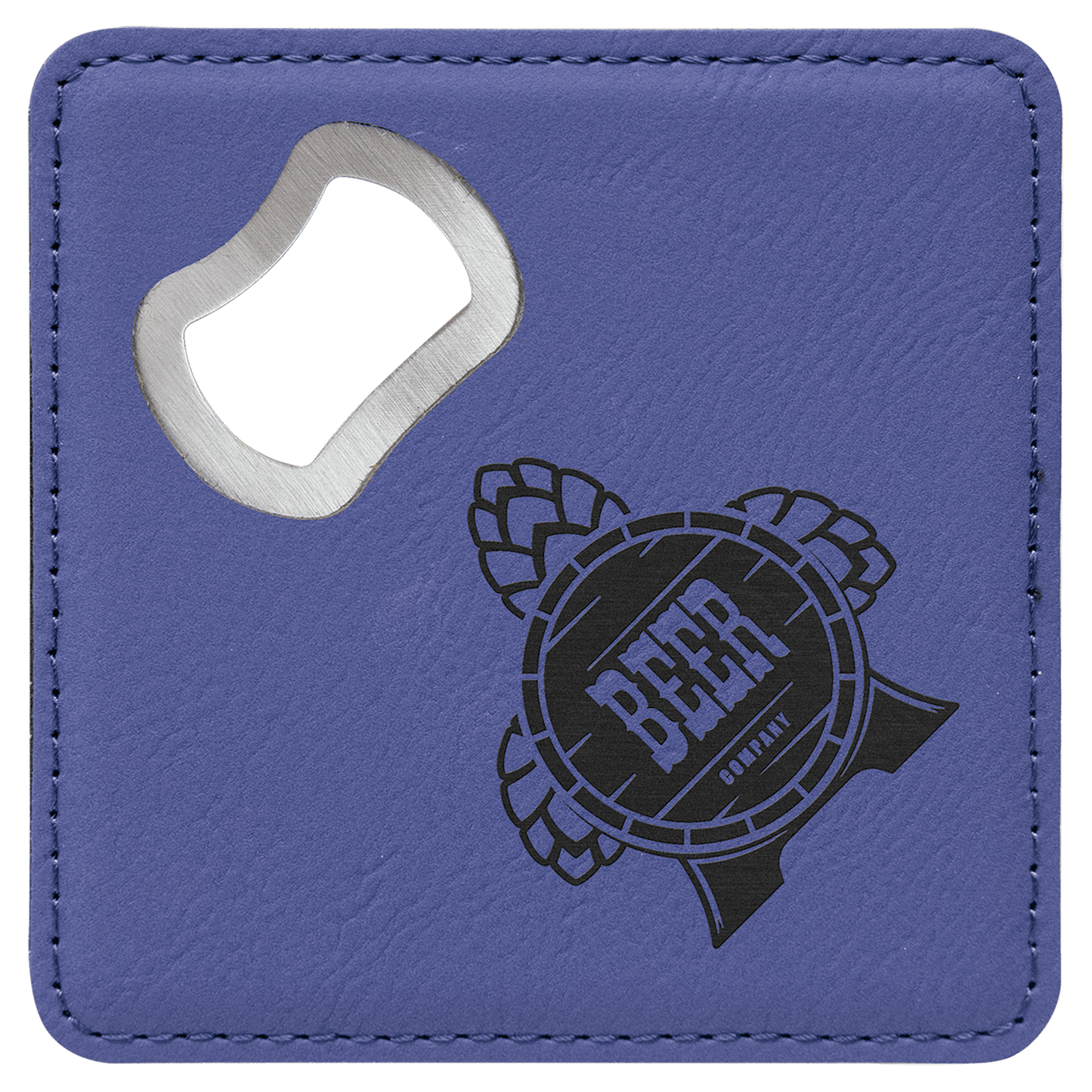 Leatherette Bottle Opener Coaster 4"