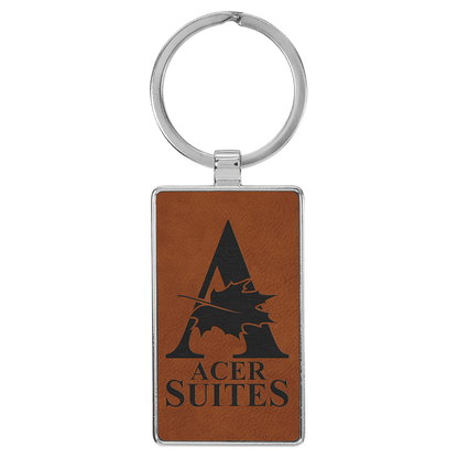 Leatherette/Metal Rectangle Keychain 3" x 1.75"