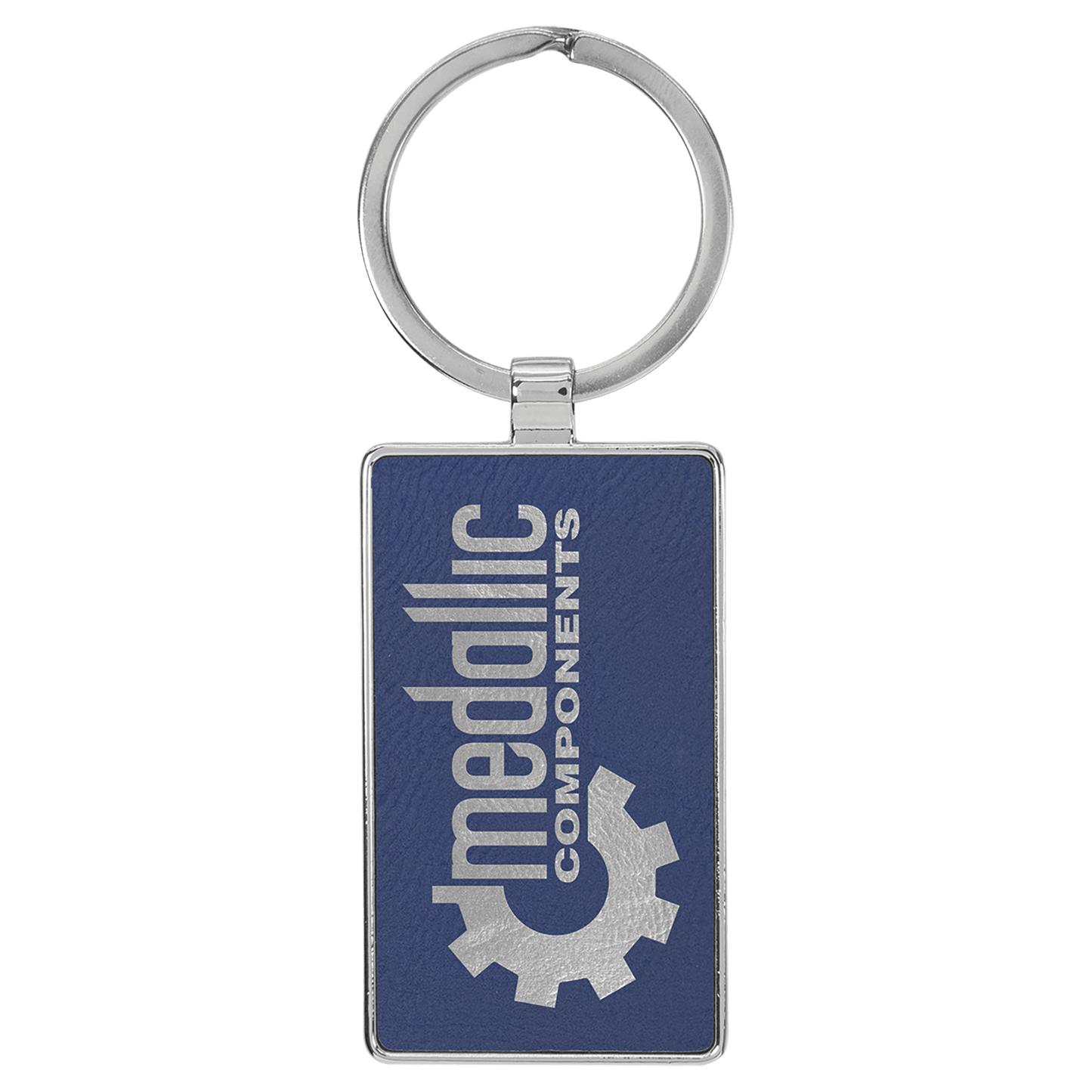 Leatherette/Metal Rectangle Keychain 3" x 1.75"