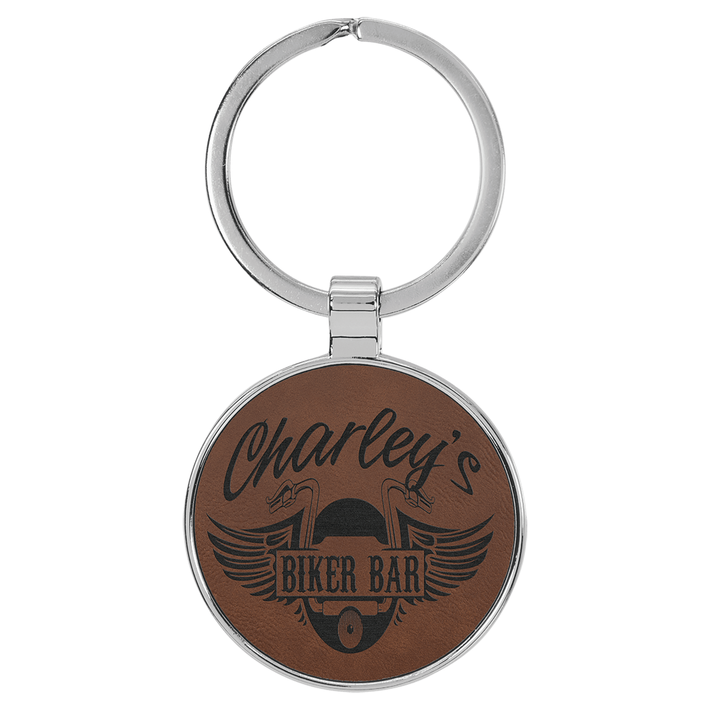 Leatherette/Metal Round Keychain 1.5"