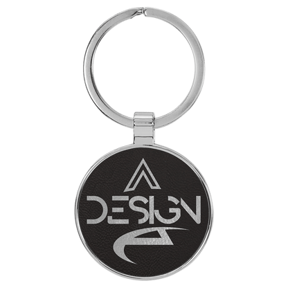 Leatherette/Metal Round Keychain 1.5"