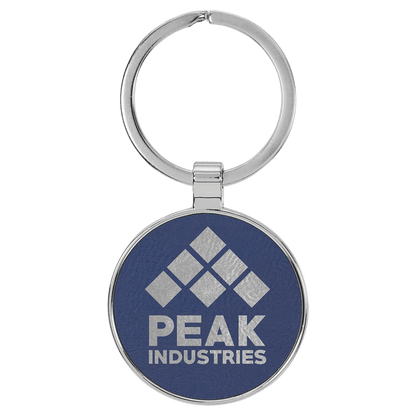 Leatherette/Metal Round Keychain 1.5"