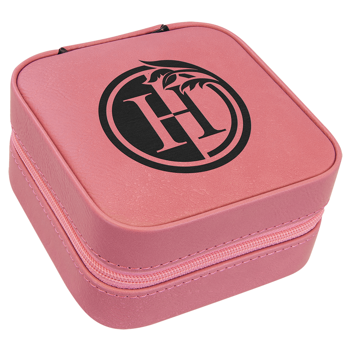 Leatherette Travel Jewelry Box with Tan Lining 4" x 4"