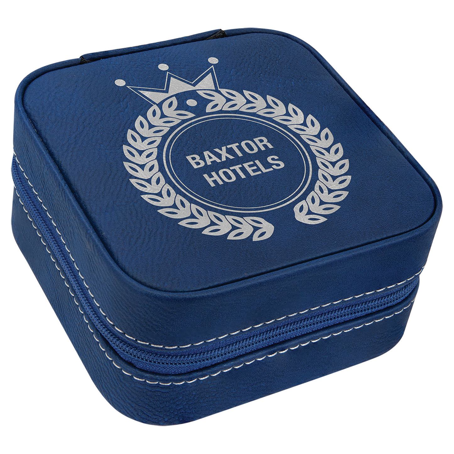 Leatherette Travel Jewelry Box with Tan Lining 4" x 4"