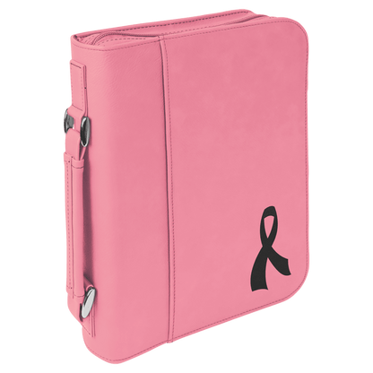 Pink Leatherette Book/Bible Cover with Handle & Zipper