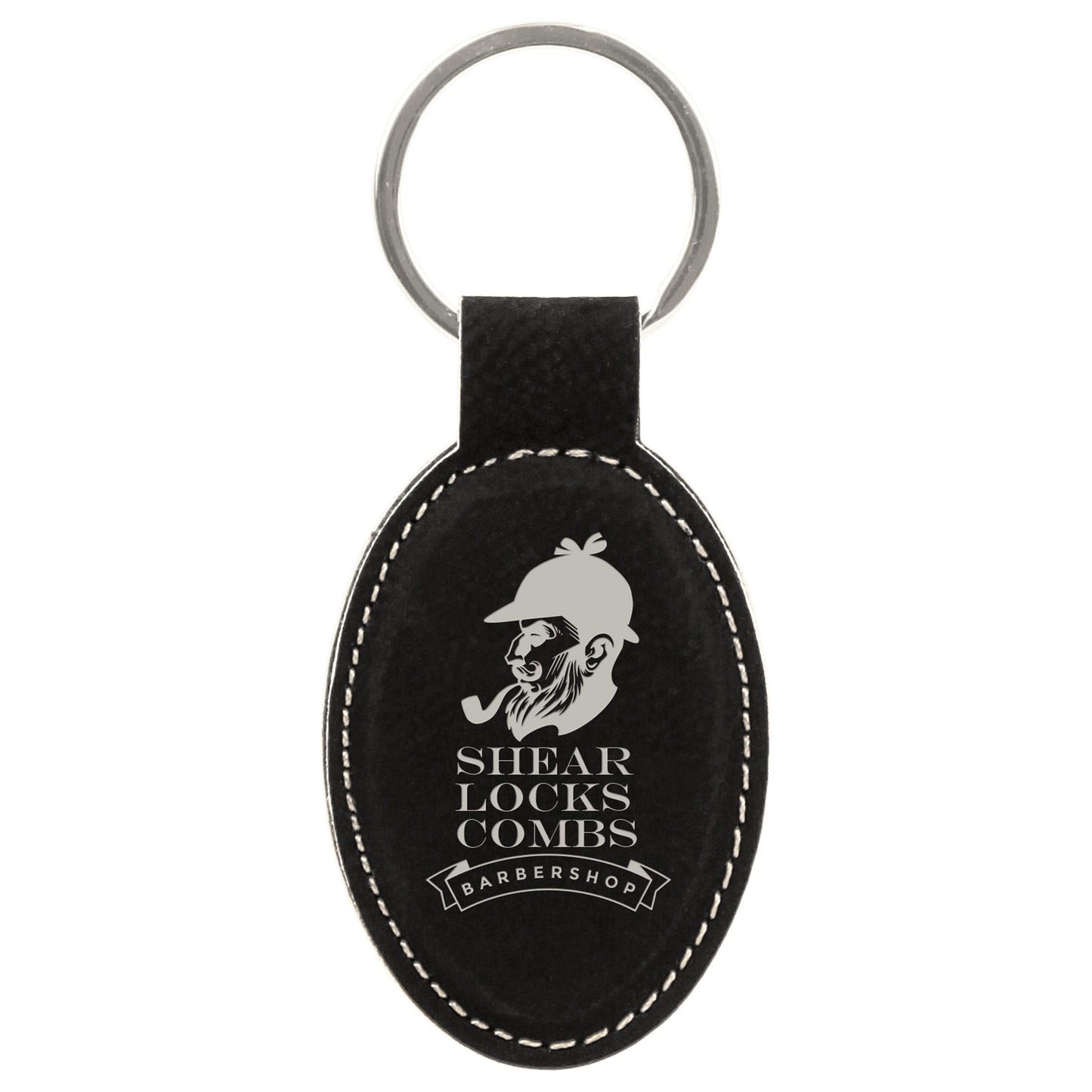 Leatherette Oval Keychain 3" x 1.75"