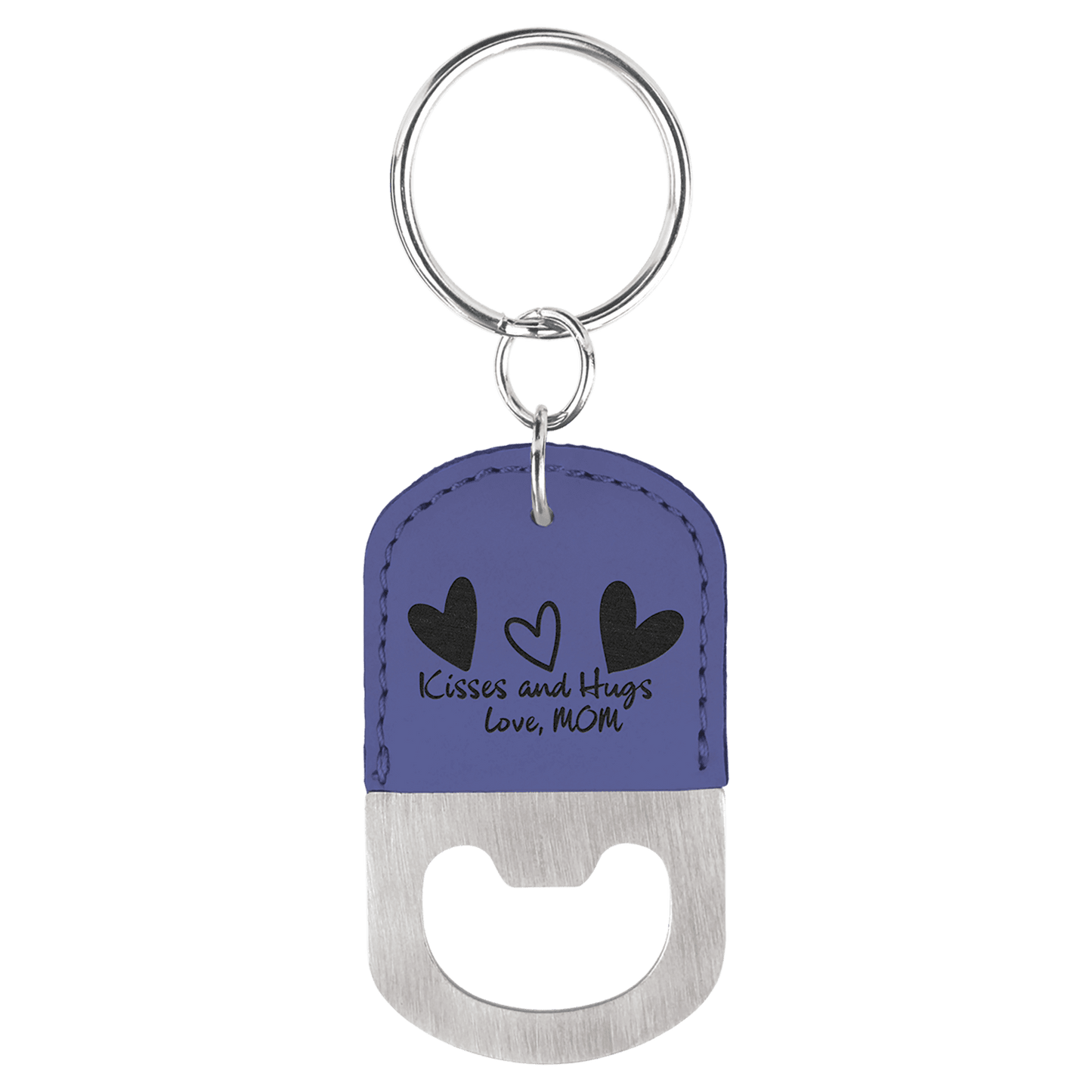 Oval Leatherette Bottle Opener Keychain