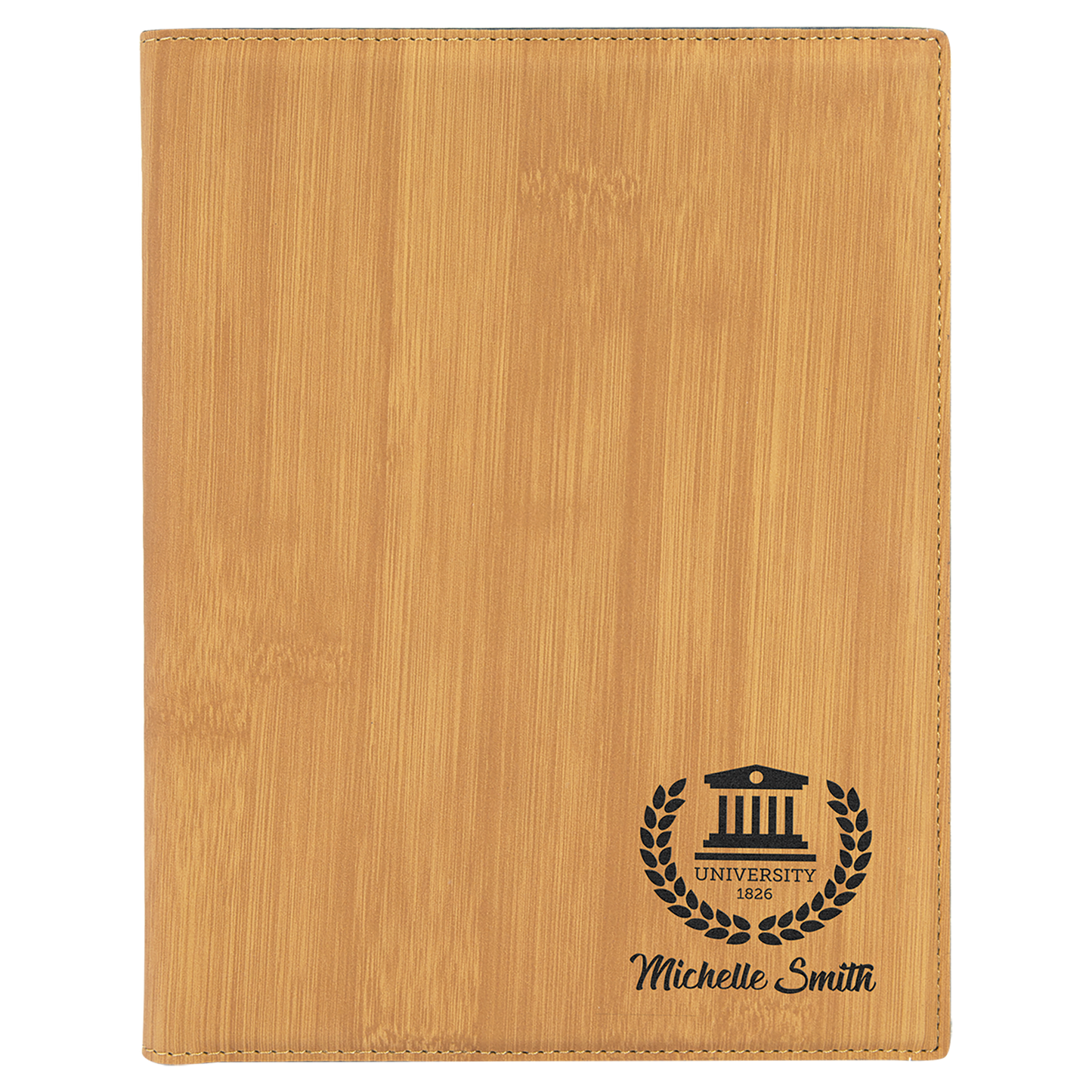 Bamboo Leatherette Portfolio with Notepad