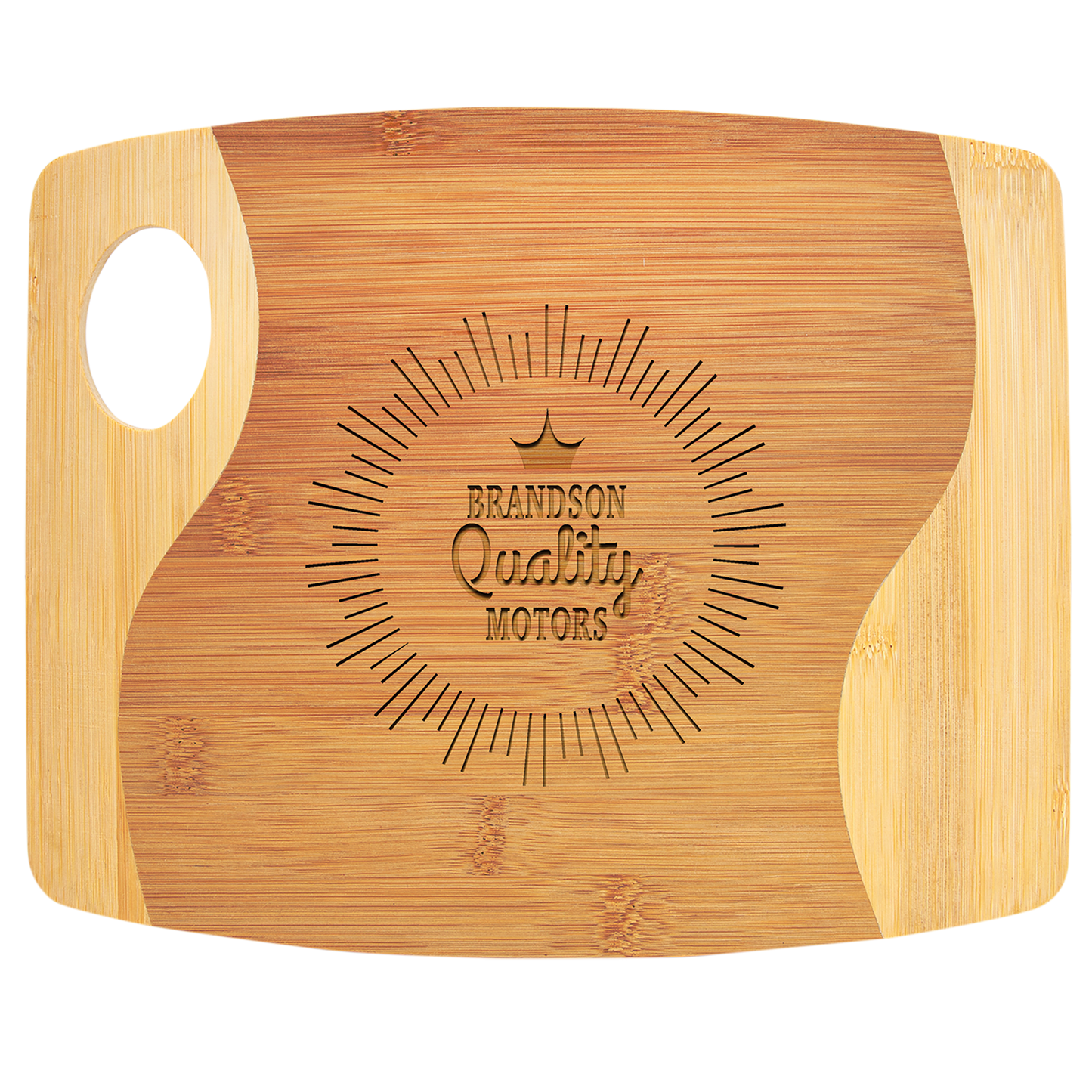 Bamboo Two-Tone Cutting Board with Handle