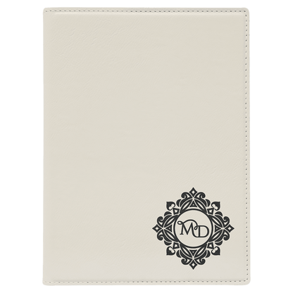 White Leatherette Portfolio with Notepad