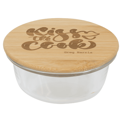 Round Glass Container with Bamboo Lid