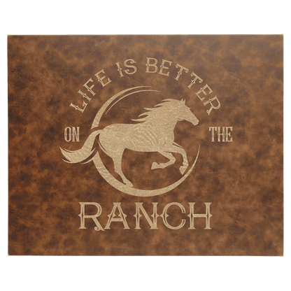 Rustic/Gold Leatherette Wall Decor with Sawtooth Hanger