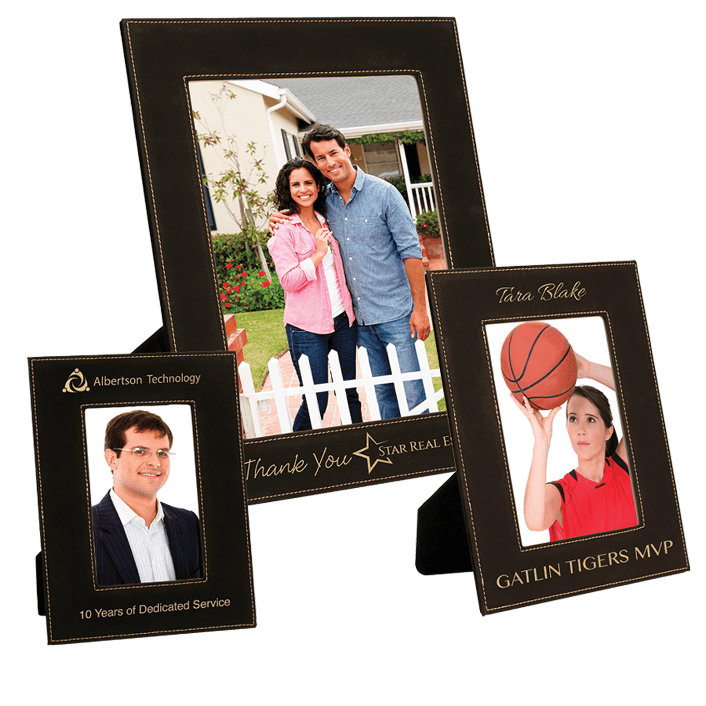 Black/Gold Leatherette Photo Frame