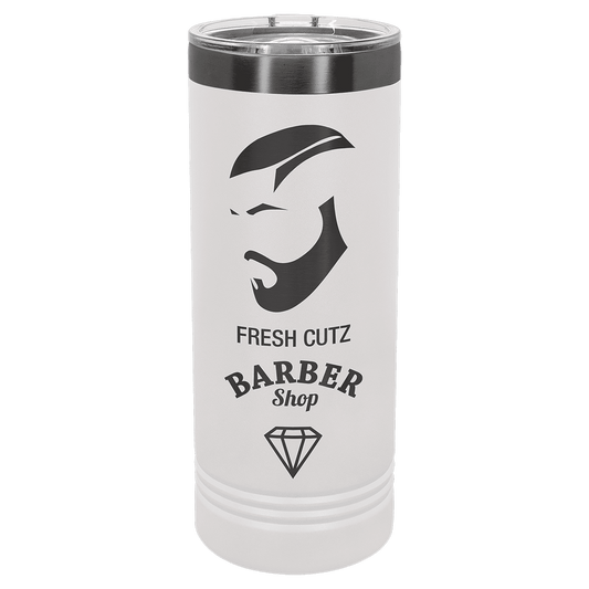 Polar Camel 22 oz. White/Ghost Black Ion-Plated Skinny Tumbler with Slider Lid