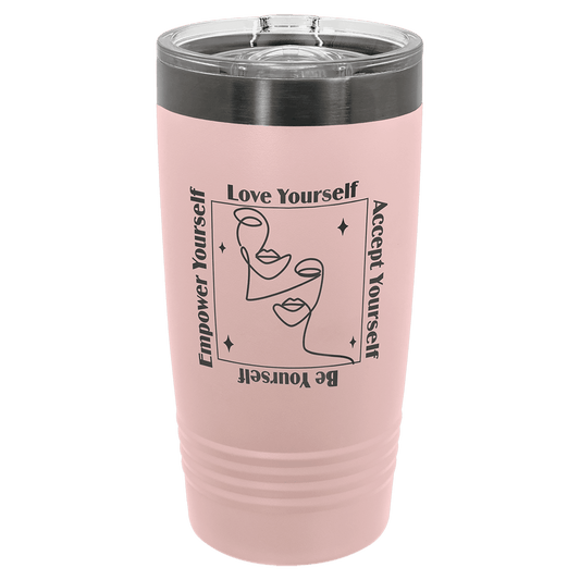 Polar Camel 20 oz. Blush/Ghost Black Ion-Plated Ringneck Tumbler with Slider Lid