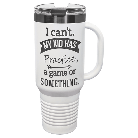 Polar Camel 40 oz. White/Ghost Black Ion-Plated Travel Mug with Handle, Straw Included