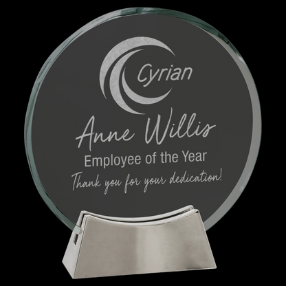 Round Platinum Glass with Full Metal Base