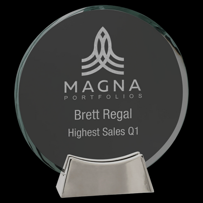 Round Platinum Glass with Full Metal Base
