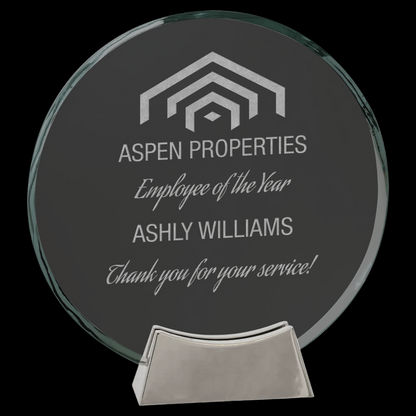 Round Platinum Glass with Full Metal Base