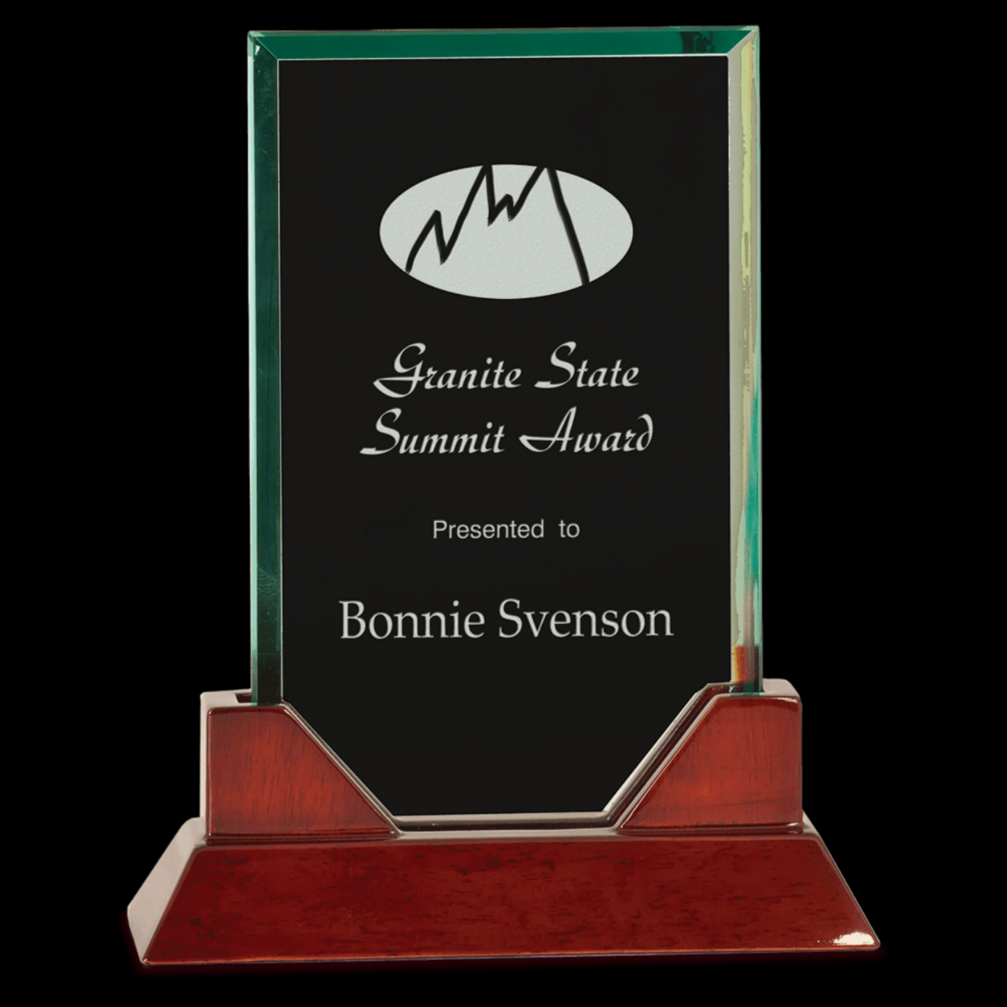 Jade Rectangle Prestige Glass with Rosewood Piano Finish Base