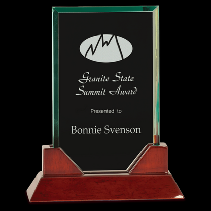 Jade Rectangle Prestige Glass with Rosewood Piano Finish Base