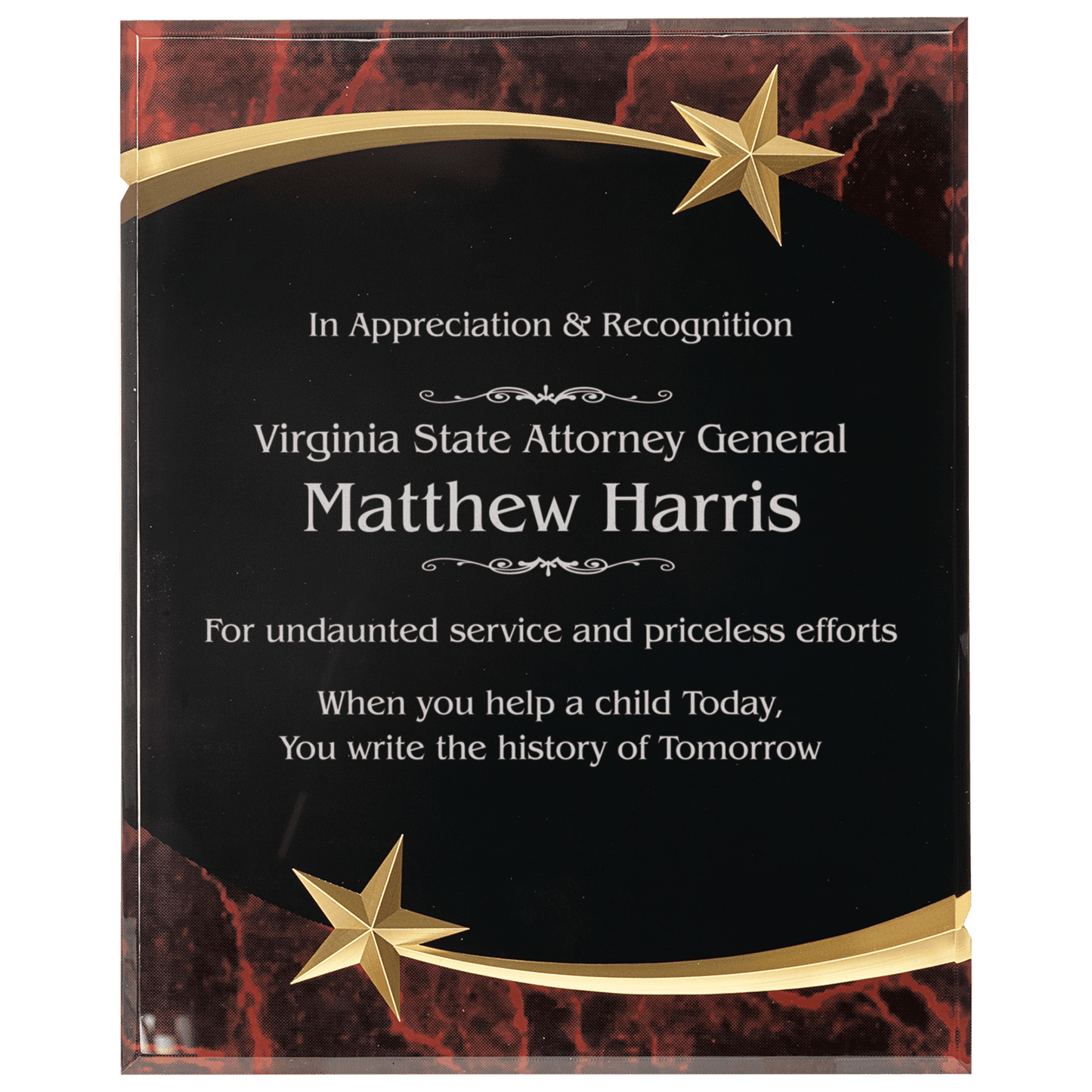 Red Marble Shooting Star Acrylic Plaque