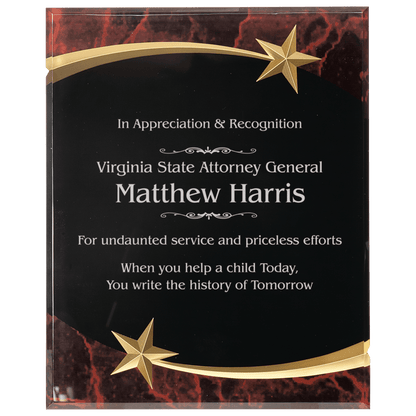 Red Marble Shooting Star Acrylic Plaque