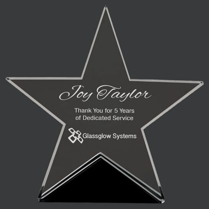 Clear Glass Star On Black Base